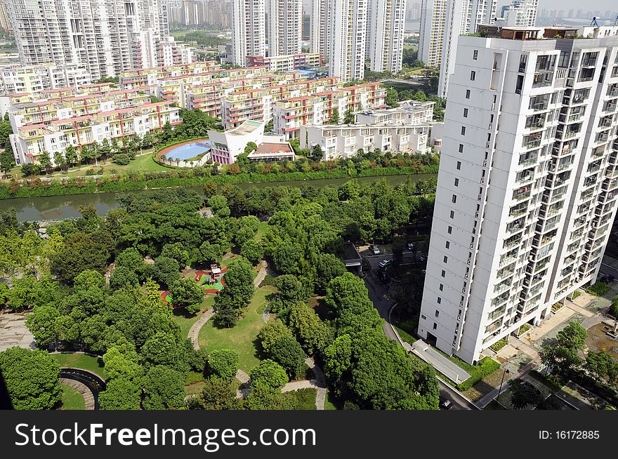 Apartment blocks and nature hand in hand. Apartment blocks and nature hand in hand