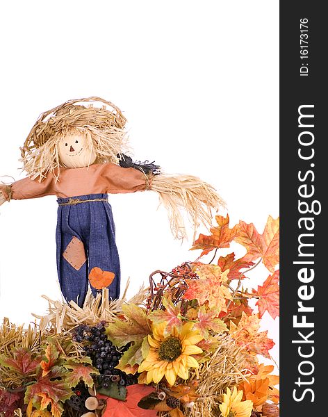 Halloween Decoration of a Scarecrow on White Background. Halloween Decoration of a Scarecrow on White Background