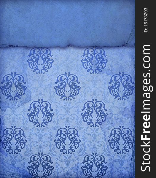 Vintage blue old wallpaper pattern. Vintage blue old wallpaper pattern
