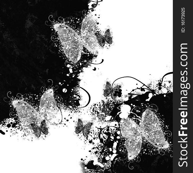 Beautiful grunge abstraction with butterfly