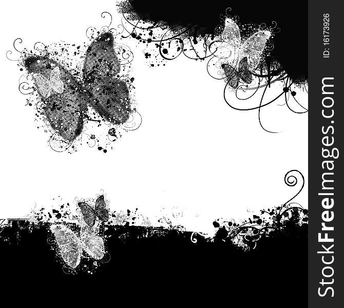 Beautiful grunge abstraction with butterfly