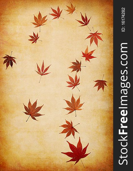 Abstract Grunge Autumn Background With Leaves