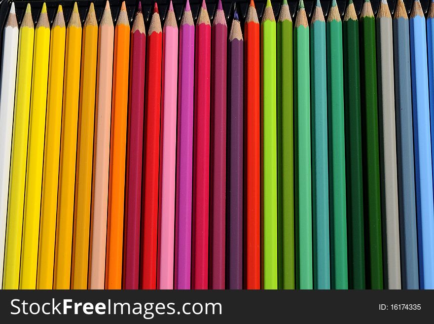 Close-up with isolated colorful pencils. Close-up with isolated colorful pencils