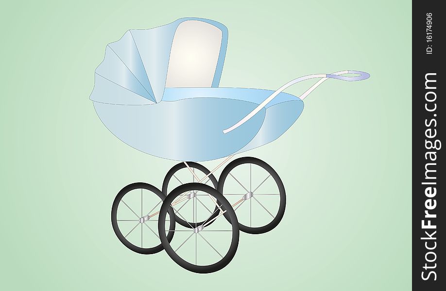 Illustration of a baby boy buggy on light background. Illustration of a baby boy buggy on light background