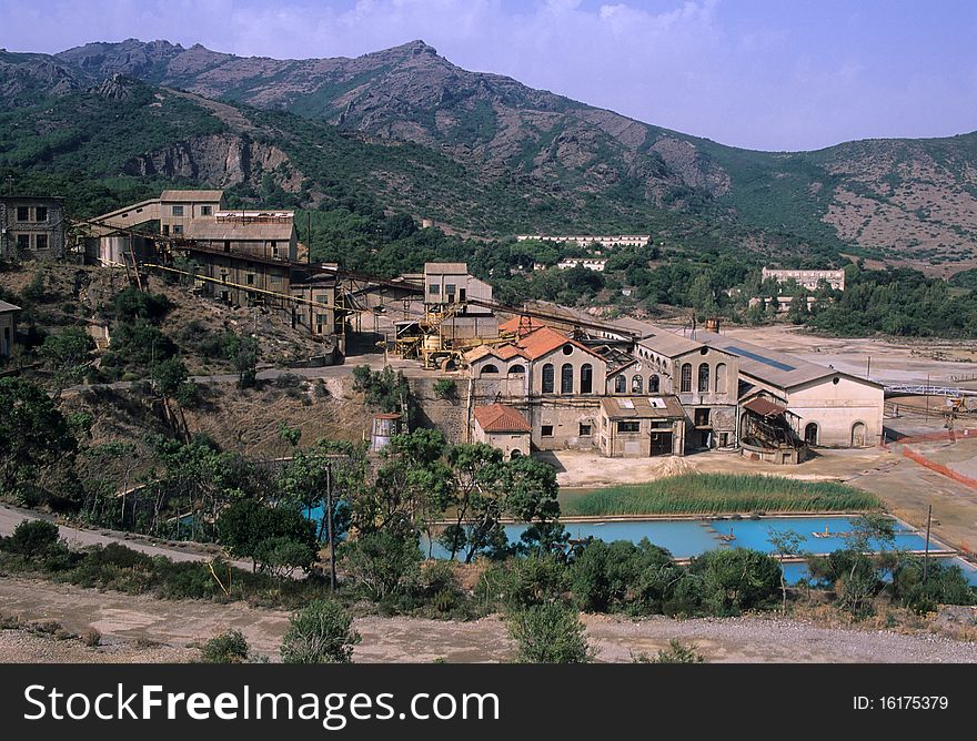 Remains and view of a mining area in the Iglesiente region - Sardinia