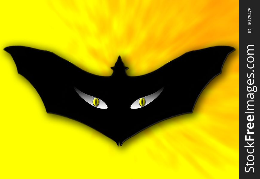 A bat-shaped mask with cat eyes yellow. A bat-shaped mask with cat eyes yellow