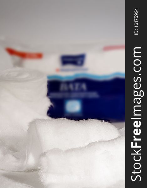 White cotton wool is spread out on a table