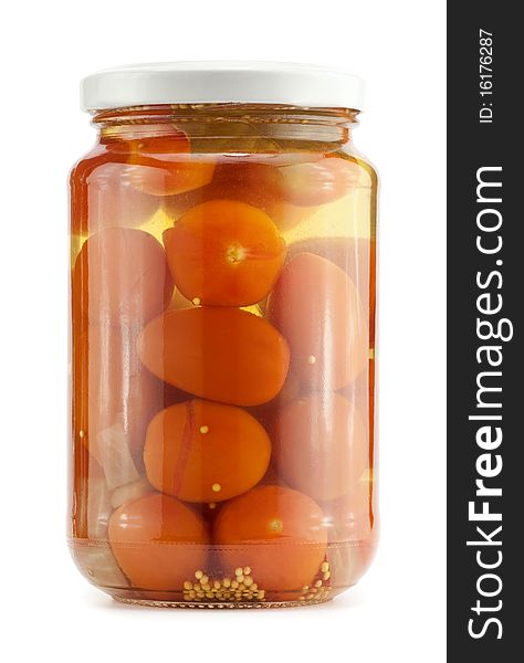 Glass jar of preserved tomato