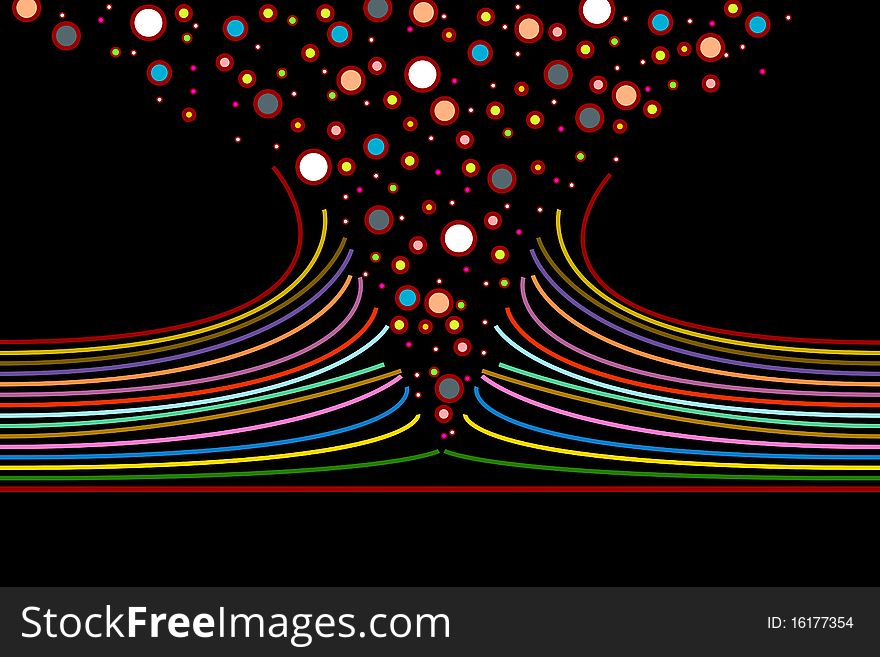 Many broken colorful cables on black background. Many broken colorful cables on black background