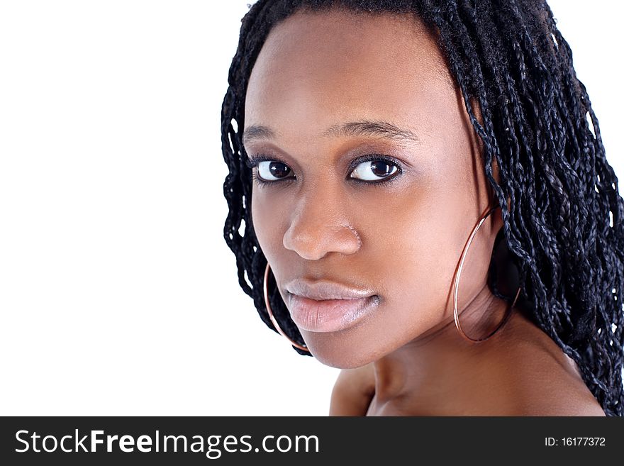 Young afro-american woman isolated on white