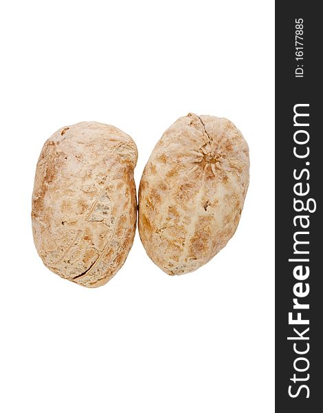 Shelled peanuts isolated on a white background.