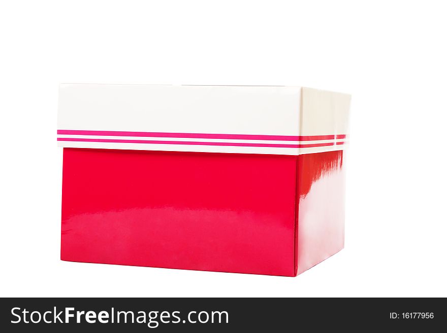 Closed red box isolated onwhite with clipping pach