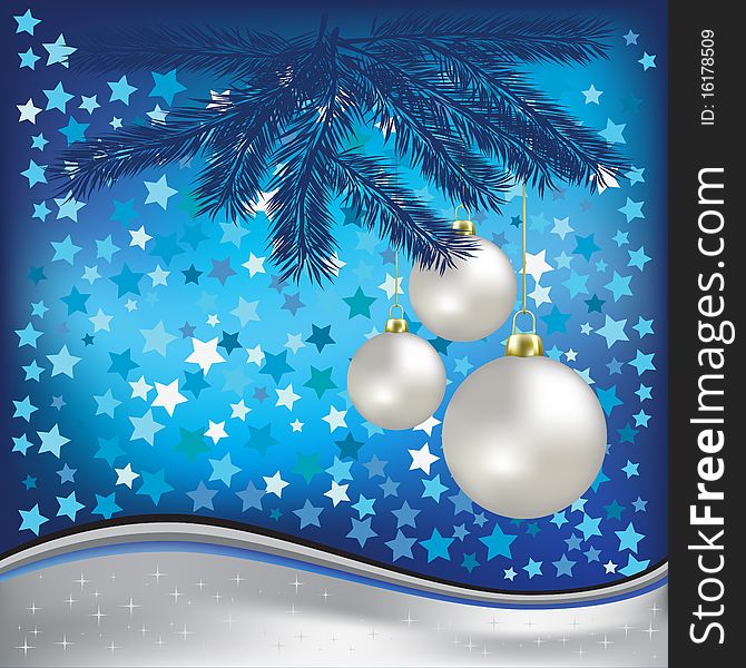 Christmas blue greeting with stars background