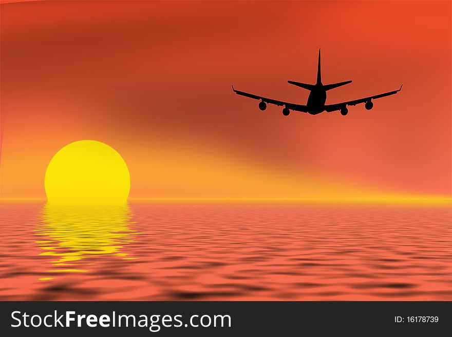 Airlane at sunset.
Sunset background. Airlane at sunset.
Sunset background.