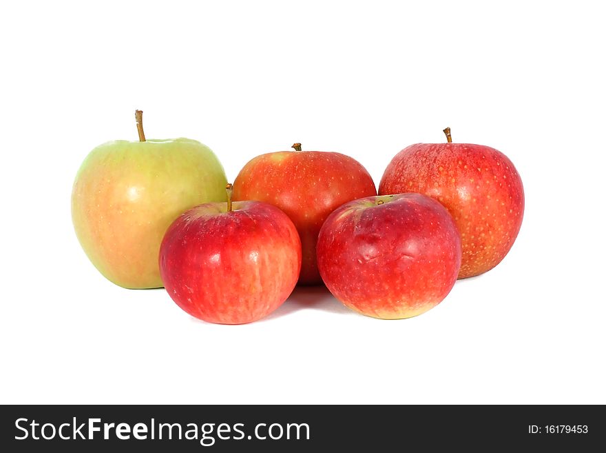 Ripe fresh apples, isolated on white
