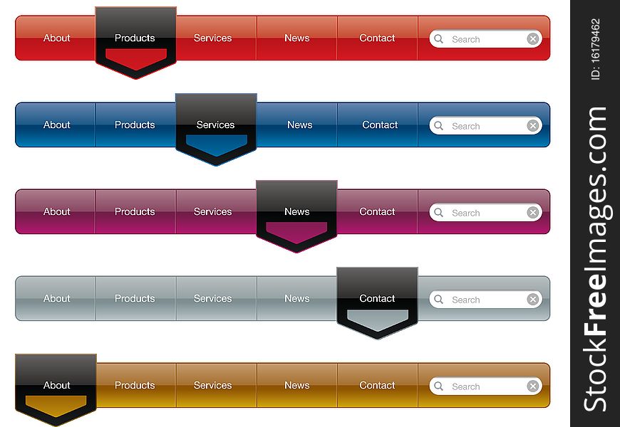 Web menu navigation in different colors. Web menu navigation in different colors