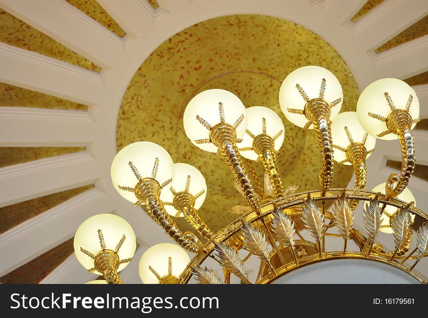 Beautiful crystal chandeliers hanging，which taken in china