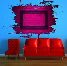 Red Couch And Chair With Pink Splash Hole Stock Image Red Couch And Chair With Pink Splash Hole Stock Image