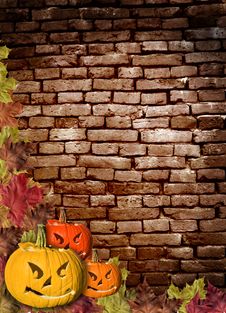 Fall Leaves And Carved Pumpkins Forming A Frame Stock Photo Fall Leaves And Carved Pumpkins Forming A Frame Stock Photo