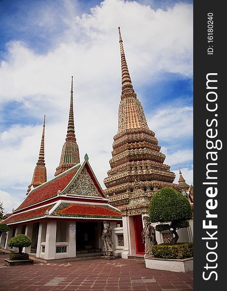 Wat Pho porcelain pagoda in Thailand. Wat Pho porcelain pagoda in Thailand