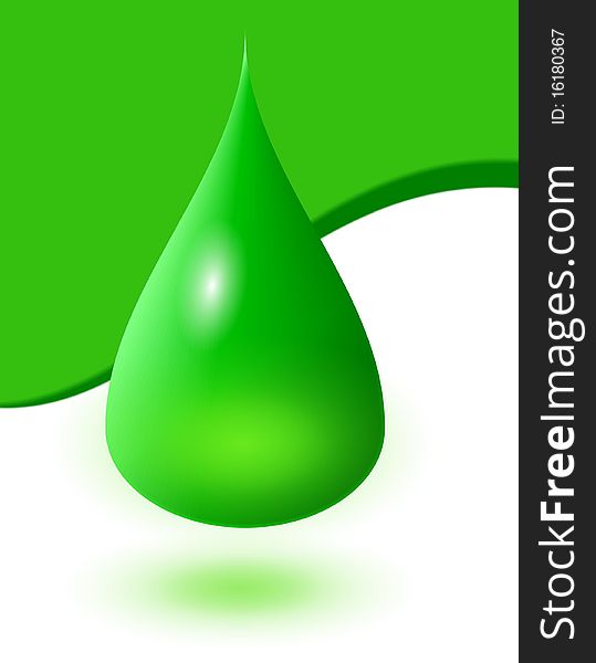 An illustration of single green oil drop. An illustration of single green oil drop