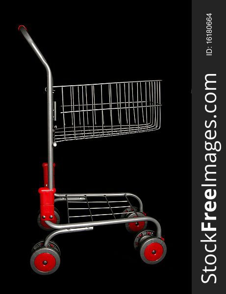 Shopping trolley isolated on black background