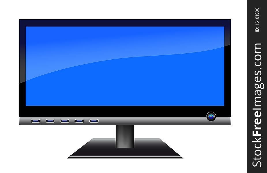 A 3d LCD Monitor. Clean blue display. A 3d LCD Monitor. Clean blue display.