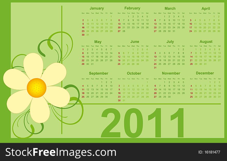 2011 Calendar. Abstract design background