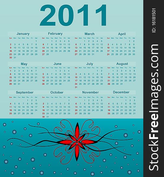 2011 Calendar. Abstract design background