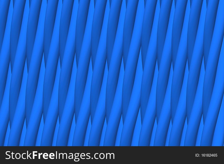 Blue pattern of twisted tubes in three D