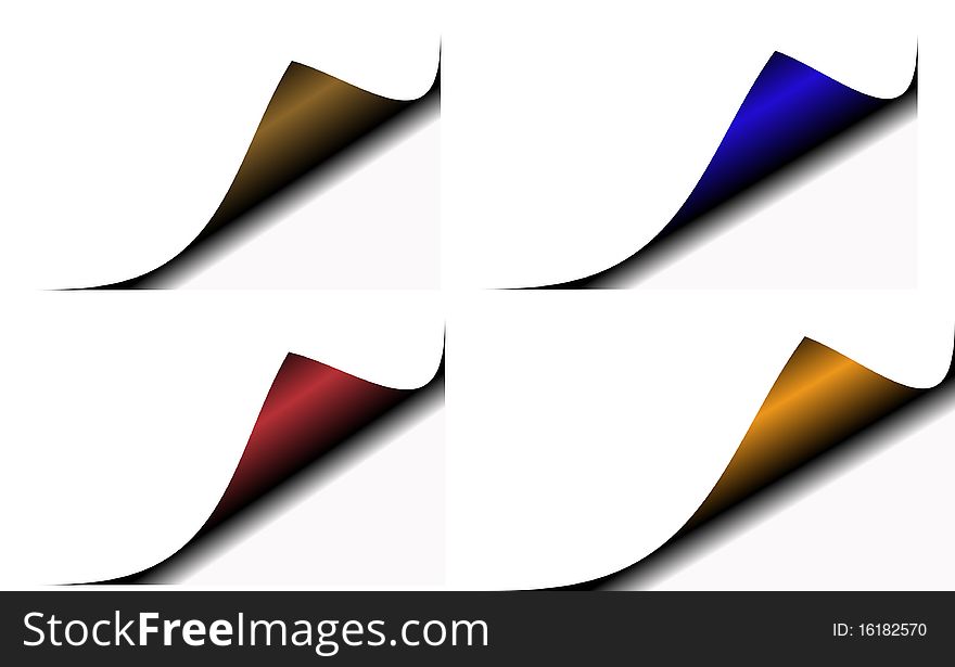 Abstract illustration and background of metalic paper curls. Abstract illustration and background of metalic paper curls