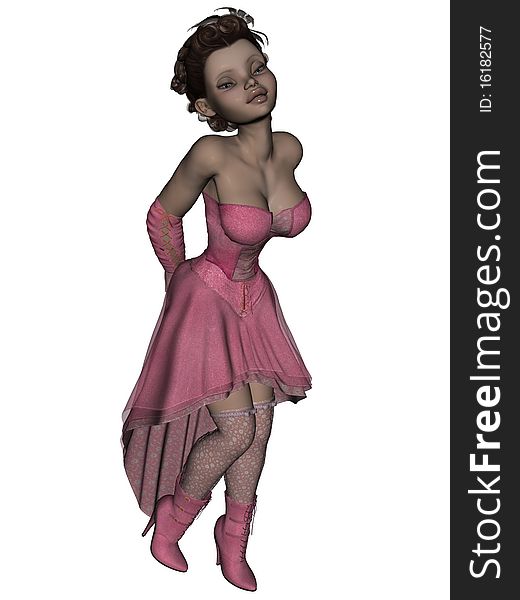 3D Render Female Pin Up Pose