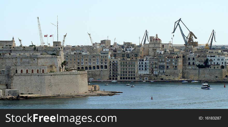 Valetta harbour.  The busy Maltese capitals primary harbour. Valetta harbour.  The busy Maltese capitals primary harbour.