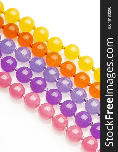 Five pearl chains of semi precious stones. Five pearl chains of semi precious stones