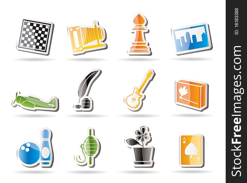 Simple Hobby, Leisure and Holiday Icons - Vector Icon Set
