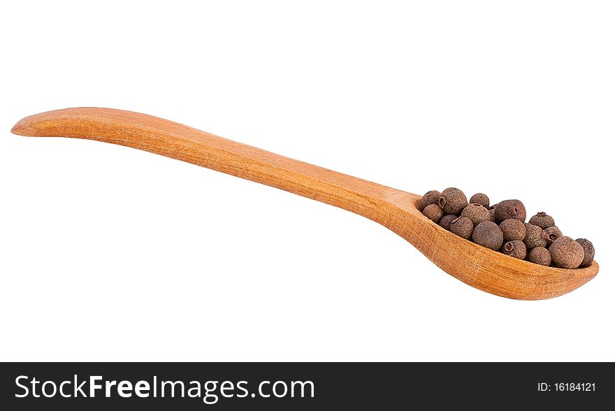 Peppercorns On Wooden Spoon