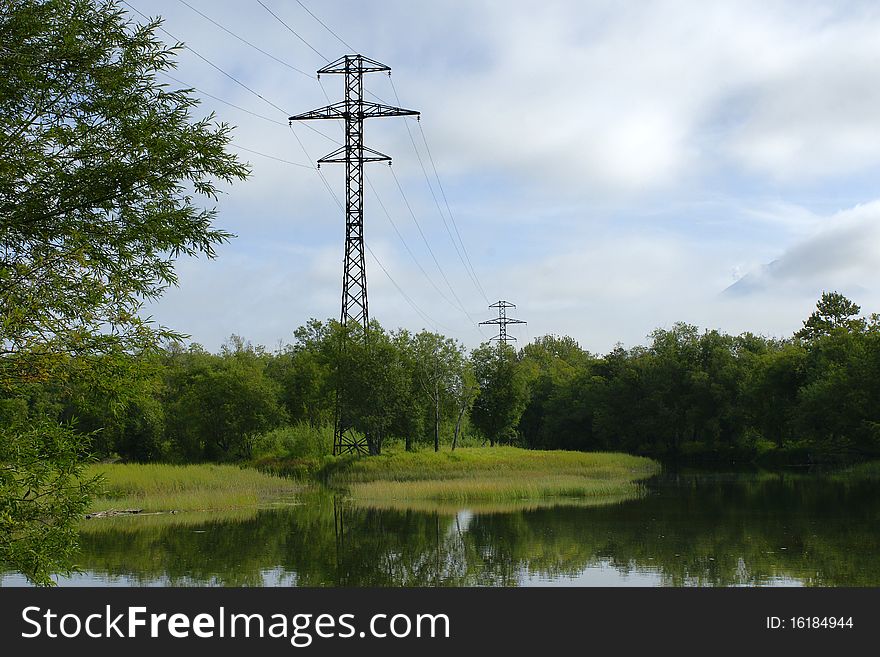 Landscape, with a high-voltage line.