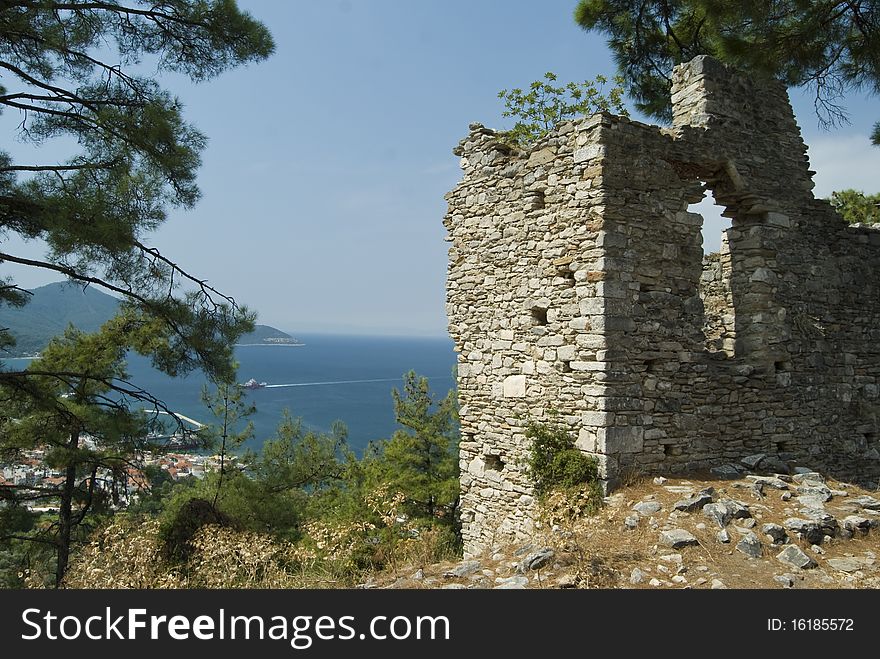 Ruins of an ancient tower on a Greek island. Ruins of an ancient tower on a Greek island