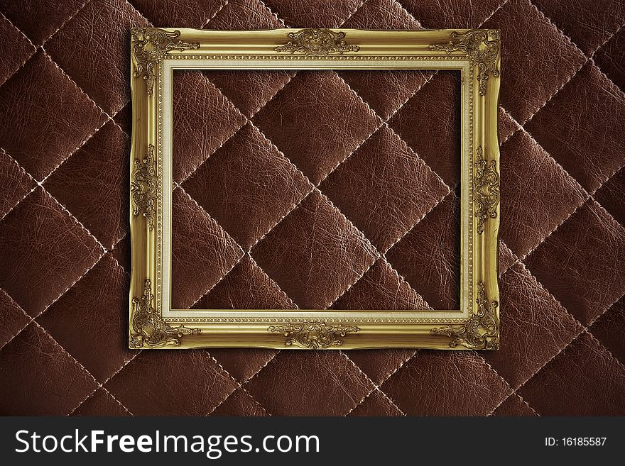 Golden Frame On The  Leather