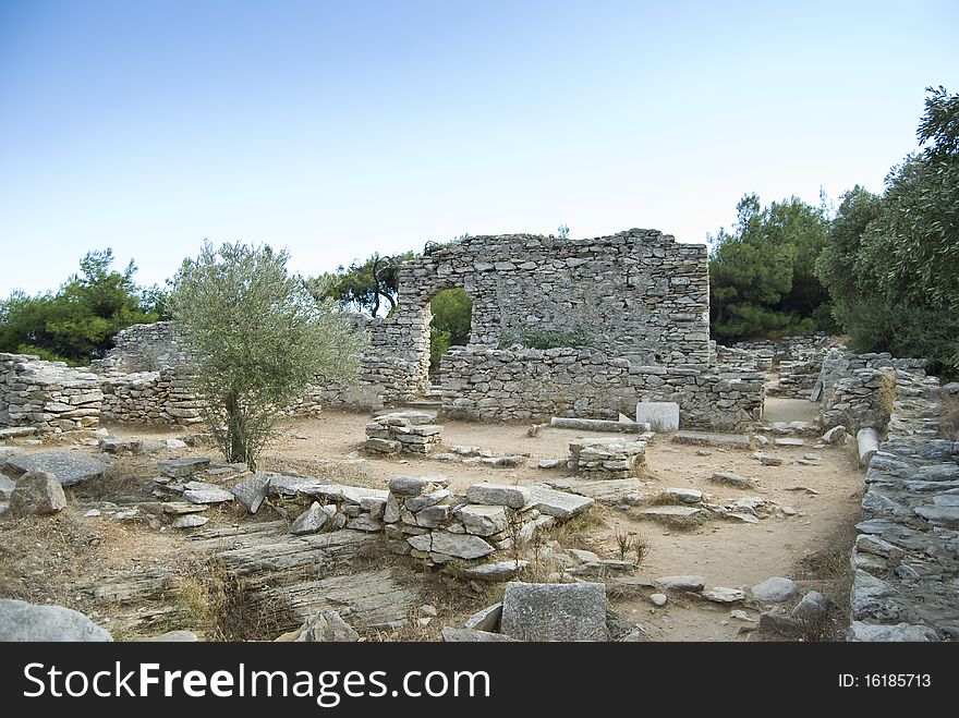 Ancient Greek town site on an island in the Aegean. Ancient Greek town site on an island in the Aegean