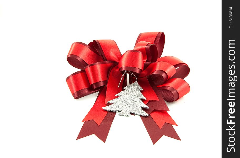 Red ribbon bow using for decorate any gift