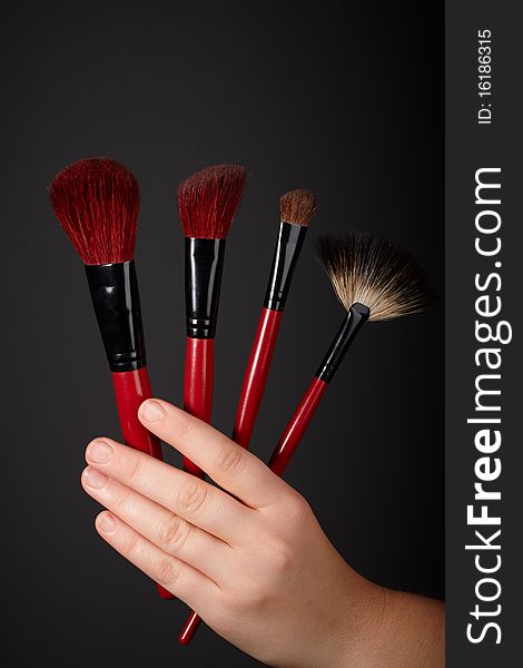 Photo of brushes makeup artists