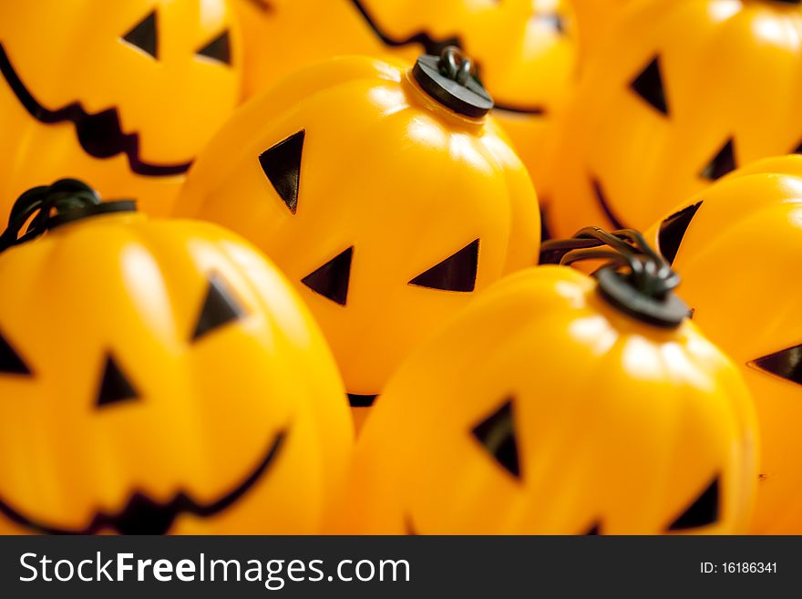 Close up on some pumpkins: halloween.