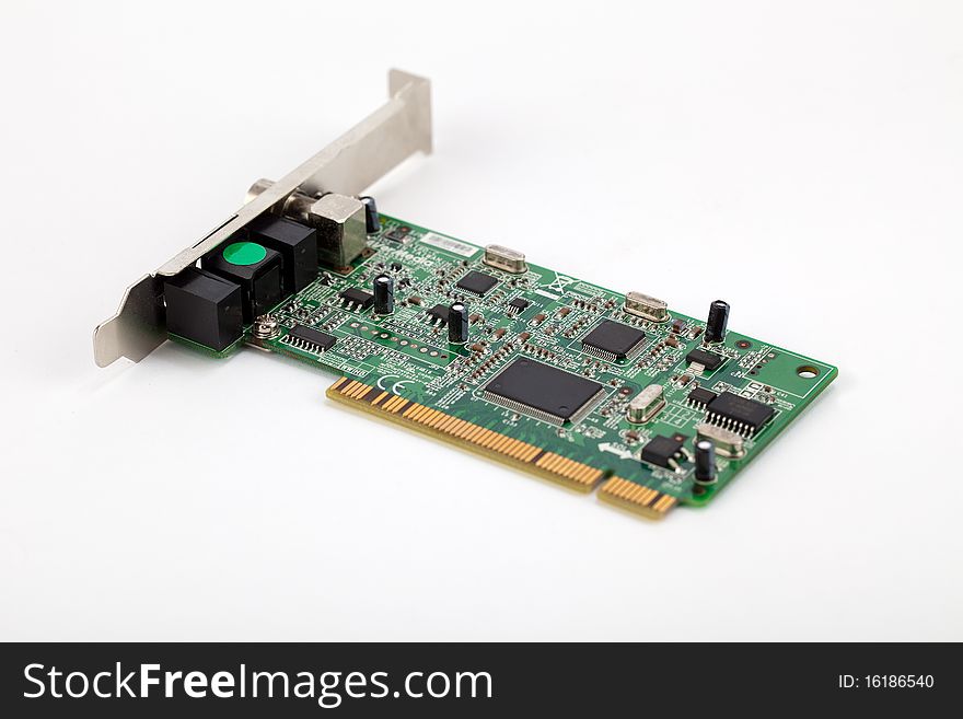 An internal computer card on isolated background.