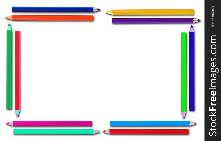 Colorful drawing pencils on blank paper. Colorful drawing pencils on blank paper