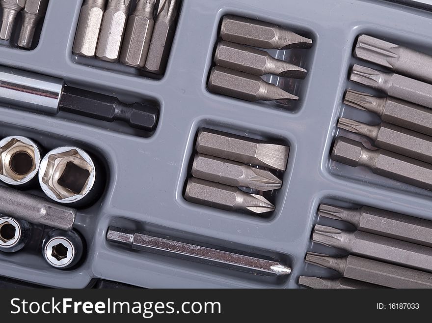 A set of tools: tips for screwdrivers