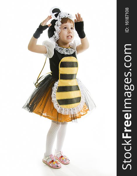 Small girl is dressed bee