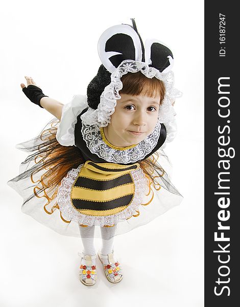 Small girl is dressed at bee costume. Small girl is dressed at bee costume