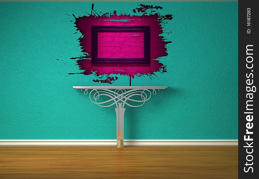 Metallic console-table and pink splash hole