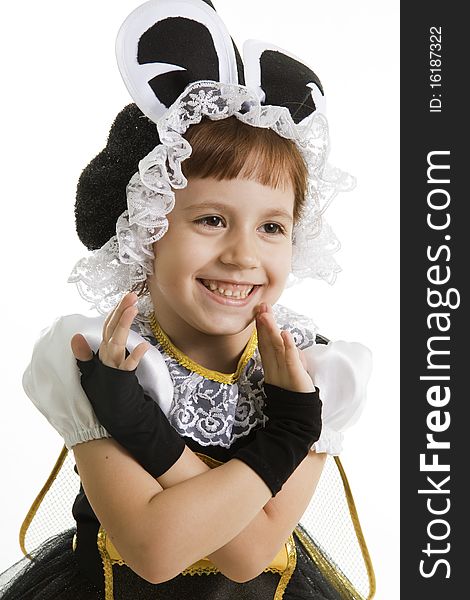 Small Girl Is Bee Costume